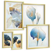 BILDER SET 5er Set - 50x50 cm & 20x30 cm & 40x60 cm Goldrahmen - Zitronenweinporträt Kahlo - Goldfarben, Kunststoff (40/60cm) - TULUP