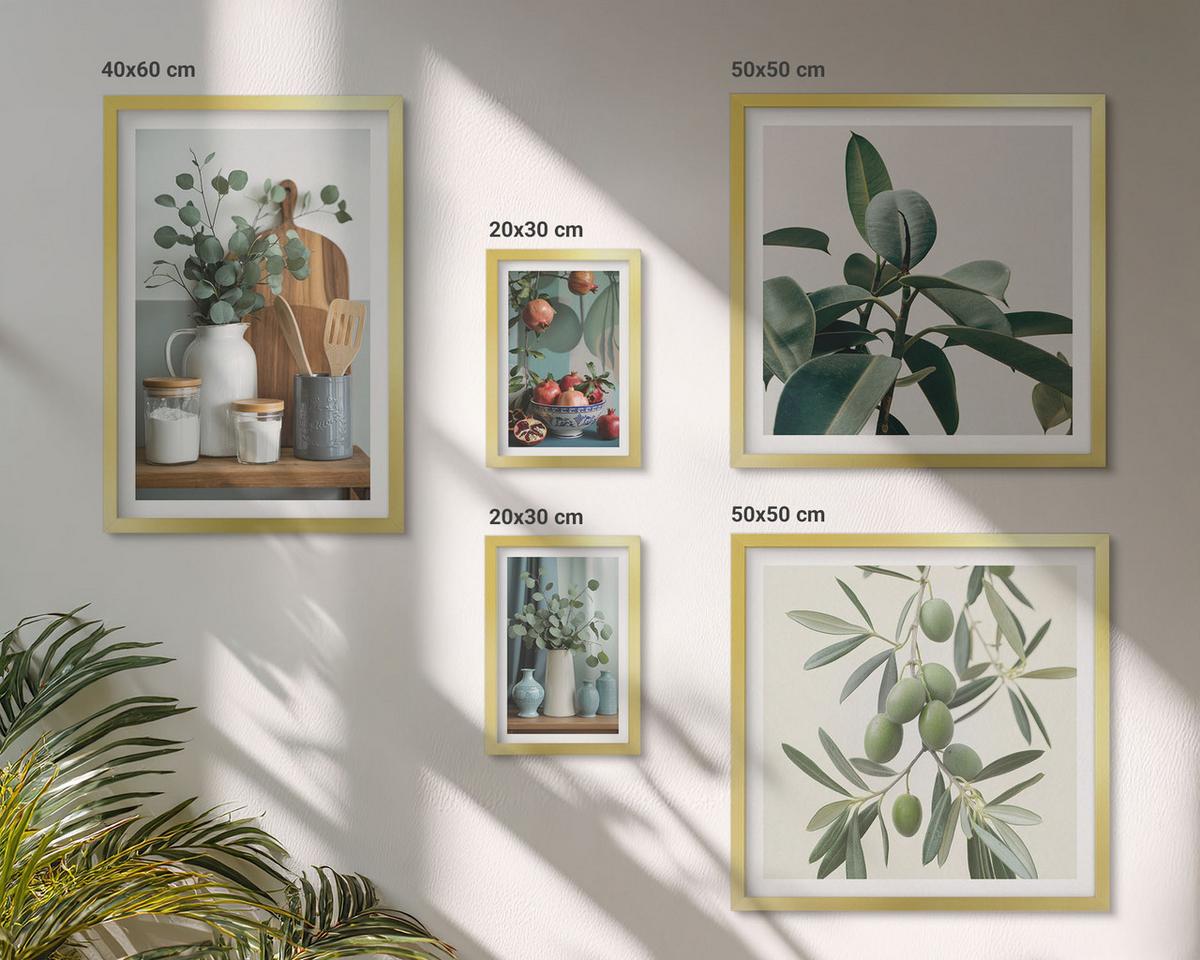BILDER SET 5er Set - 50x50 cm & 20x30 cm & 40x60 cm Goldrahmen - Inspiration Schrei Schädel Eule - Goldfarben, Kunststoff (40/60cm) - TULUP