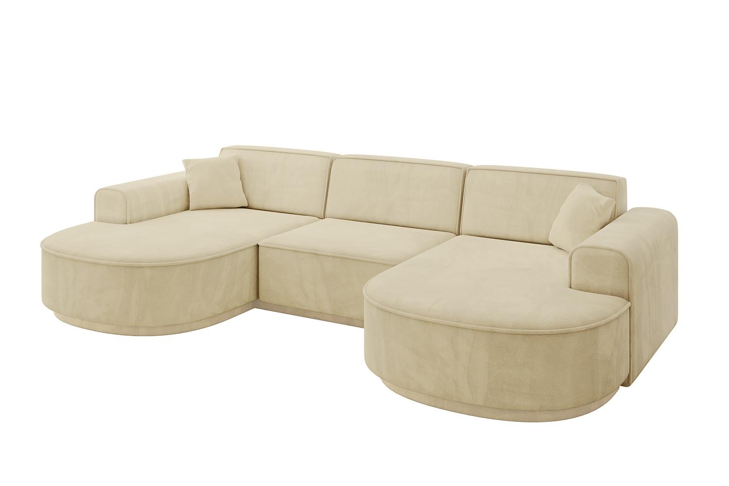 WOHNLANDSCHAFT MARI-U1-v3 - 303x171x83 cm Beige Velours - Beige/Schwarz, Holzwerkstoff/Kunststoff (303/83/171cm) - ALTDECOR