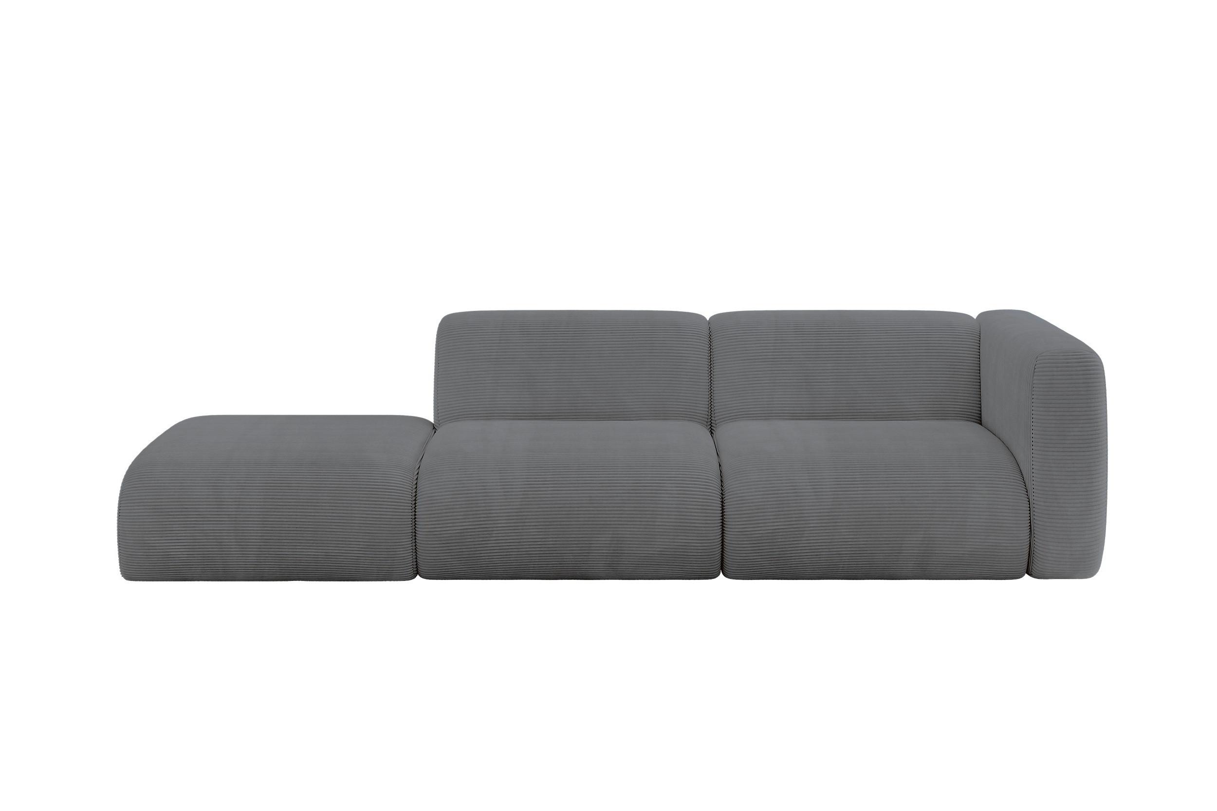 SOFA Ottomane Rechts MIRA-S3 296x89x70 Dunkelgrau Cord - Dunkelgrau/Graphitfarben, Holzwerkstoff/Kunststoff (296/70/89cm) - ALTDECOR