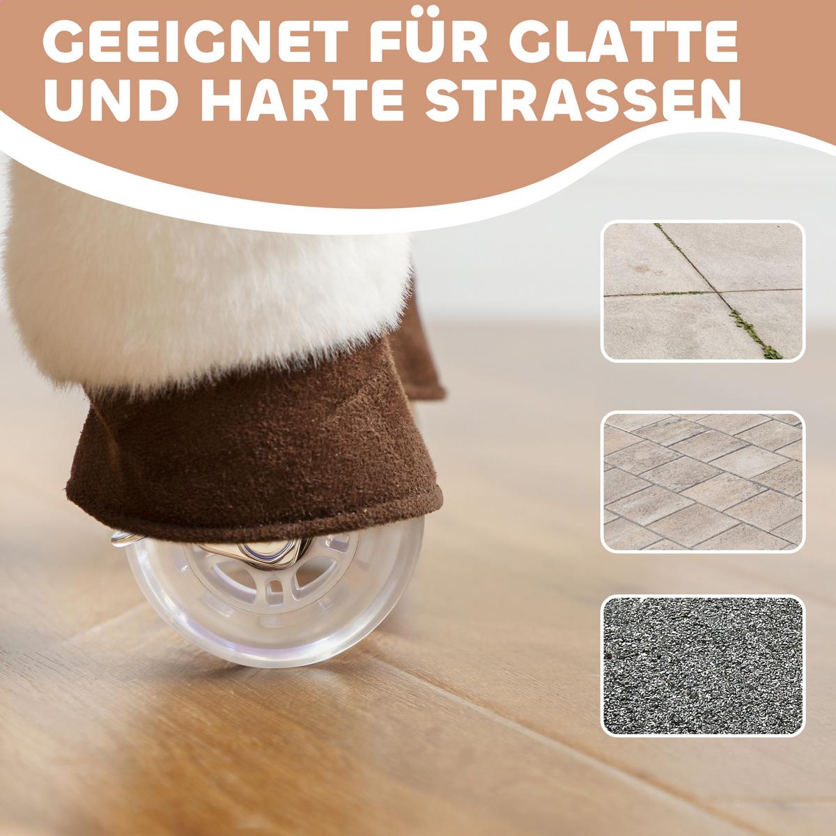 REITPFERD Spielpferd zum Reiten mit Sattel Rollen 80 cm Stehpferd Braun - Braun, Textil (28/80/72cm) - AIYAPLAY