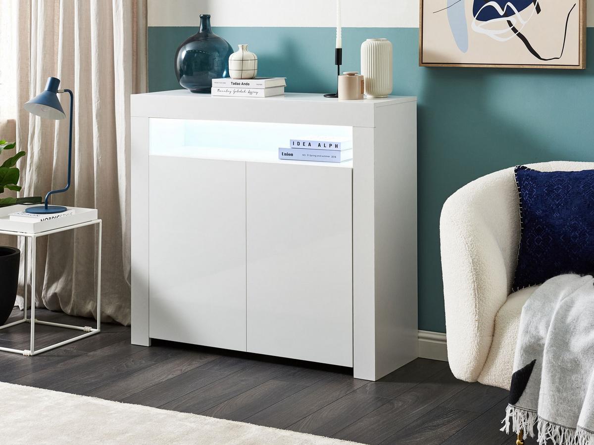 SCHRANK Weiß Covina - Weiß, Holzwerkstoff (108/97/35cm) - Beliani