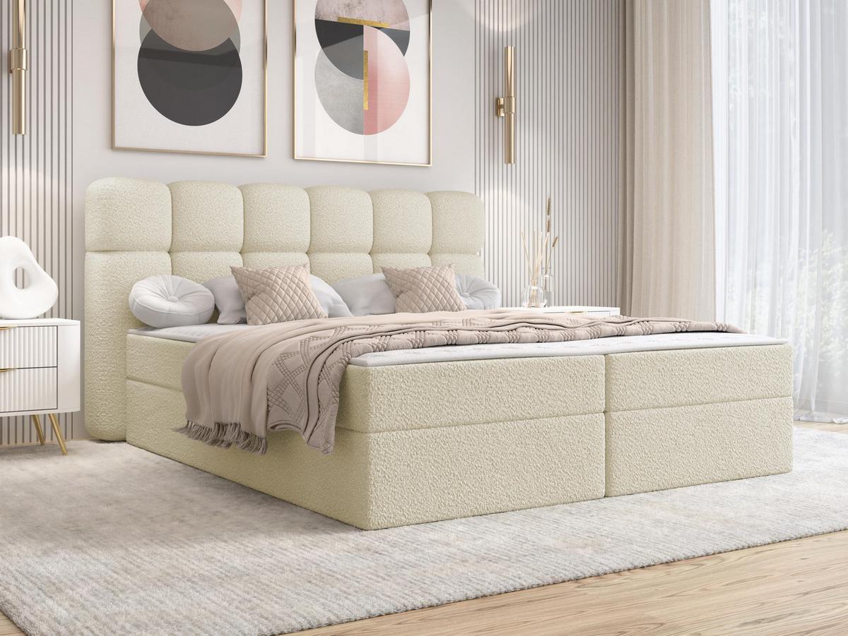 BOXBETT Softi 2 Boucle - H3 - Schwarz/Naturfarben, Holz/Holzwerkstoff (180/200cm) - MIRJAN24