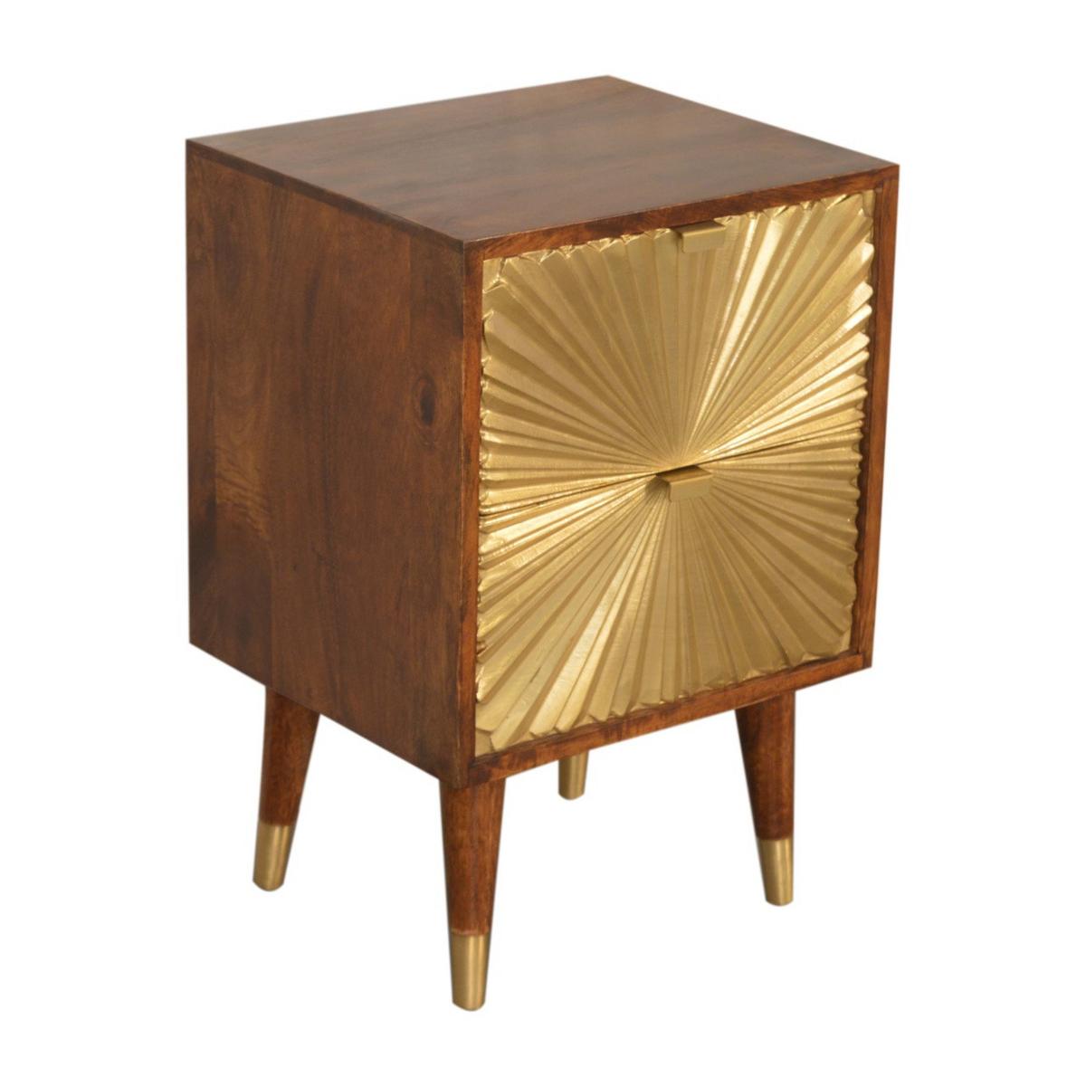 NACHTTISCH Kastanien-Finish, 2 Schubladen, Gold und Braun - Goldfarben/Braun, Holz (35/60/40cm) - Artisan Furniture