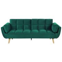 3-SITZER-SCHLAFSOFA Samtstoff Grün Asby - Grün, Textil (218/82/83cm) - Beliani