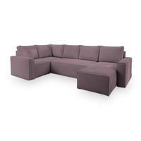 WOHNLANDSCHAFT NORENA L-S Lila Kordstoff mit Schlaffunktion - Lila, Holz (295/85/157.5cm) - MASSENO