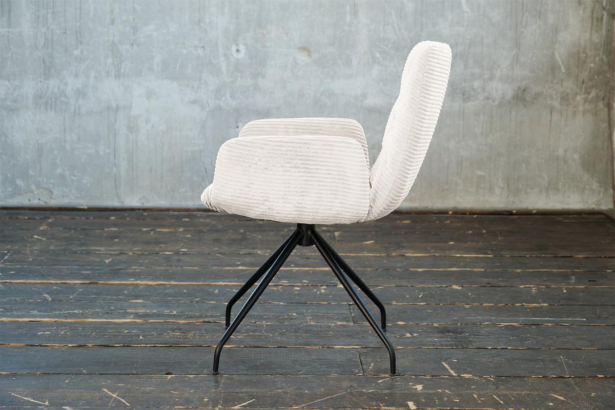 DREHSTUHL NEW CHARME Weiß Cord (1er-Set) - Weiß, Textil (59/87/66cm) - KAWOLA