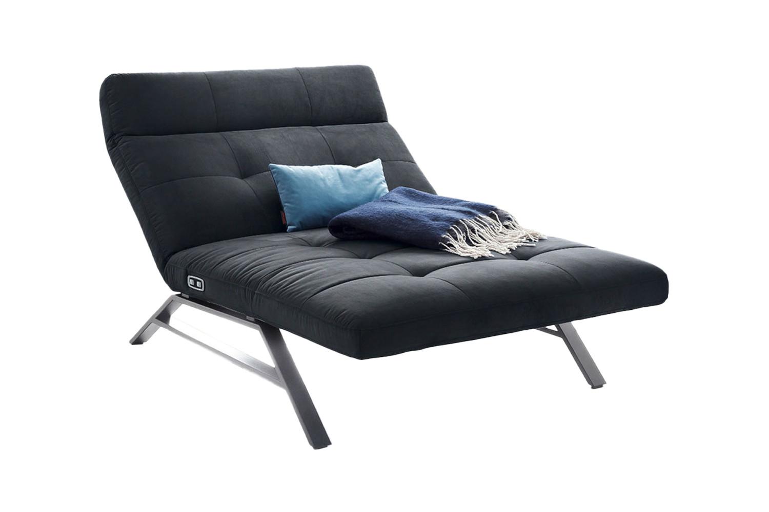 LIEGE MIT MOTORISCHER RELAXFUNKTION AMERIVA Schwarz Velvet Relaxfunktion - Silberfarben/Schwarz, Textil (120/110/158cm) - KAWOLA