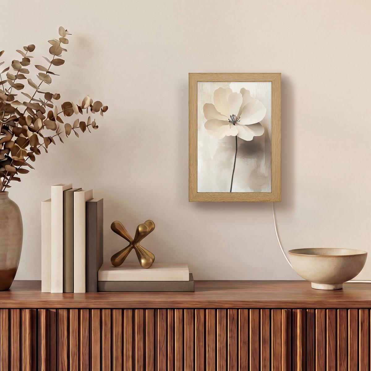 WANDLEUCHTE Blume - Beige - Farbe - Schatten 15x20 cm - Beige, Holzwerkstoff (15/20/8cm) - OnlyWow