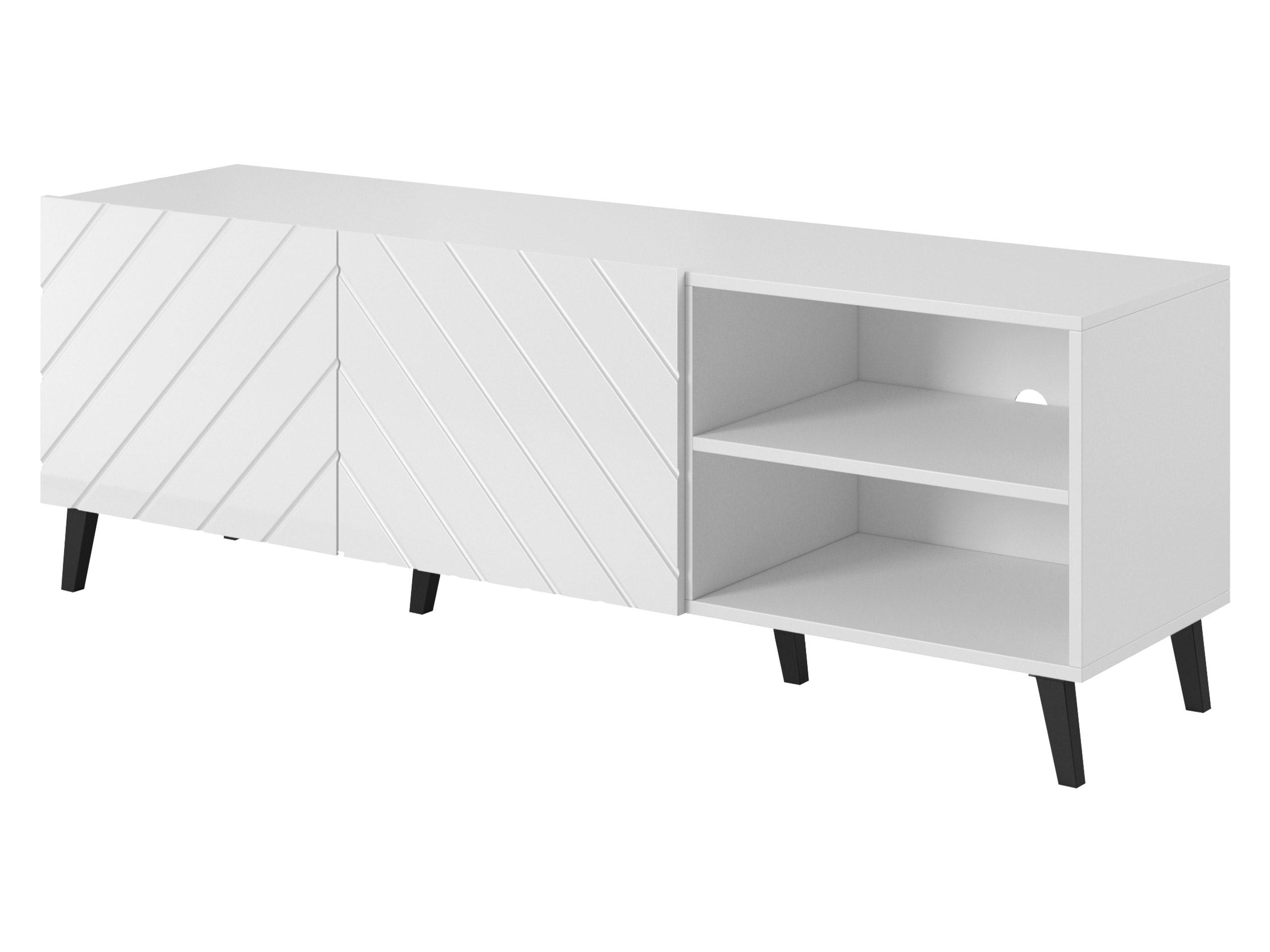 TV-LOWBOARD Abeto 150 - Weiß Hochglanz/Schwarz, Holzwerkstoff/Kunststoff (150/52/42cm) - MIRJAN24