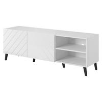 TV-LOWBOARD Abeto 150 - Weiß Hochglanz/Schwarz, Holzwerkstoff/Kunststoff (150/52/42cm) - MIRJAN24