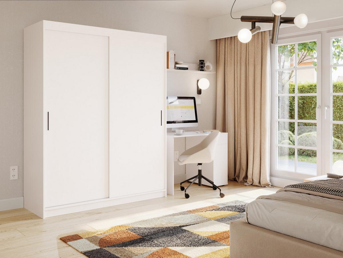 SCHWEBETÜRENSCHRANK TELA 100/205/60cm 2-türig Weiß - Weiß, Holzwerkstoff (100/205/60cm) - MASSENO