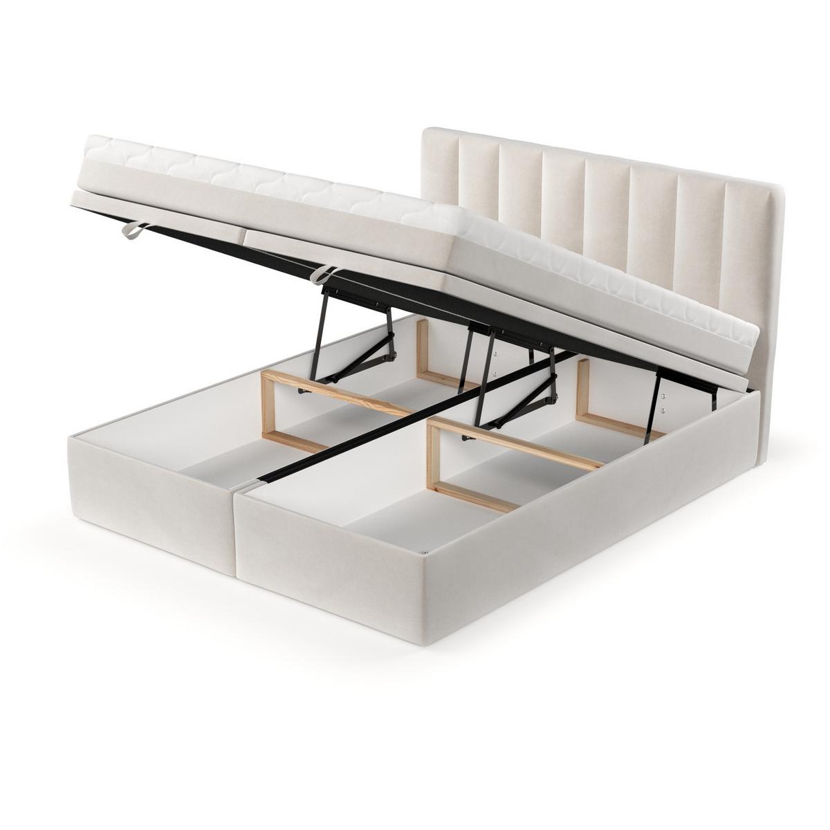 BOXBETT Lume 140/200 cm Creme im Paros Stoff - Creme/Schwarz, Holz/Holzwerkstoff (140/200cm) - AltaBeds