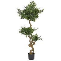 KUNSTPFLANZE im Blumentopf 166 cm Grün/Schwarz Ruscus Tree - Schwarz/Grün, Kunststoff (166cm) - Beliani