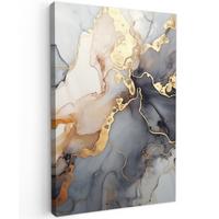LEINWANDBILD Marmor - Schwarz - Gold - Weiß Deko Wohnzimmer 20x30 cm - Dunkelgrau, Textil (20/30cm) - MuchoWow