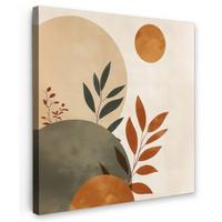 LEINWANDBILD Formen - Rund - Blätter - Beige Deko Groß 90x90 cm - Rostfarben, Textil (90/90cm) - MuchoWow