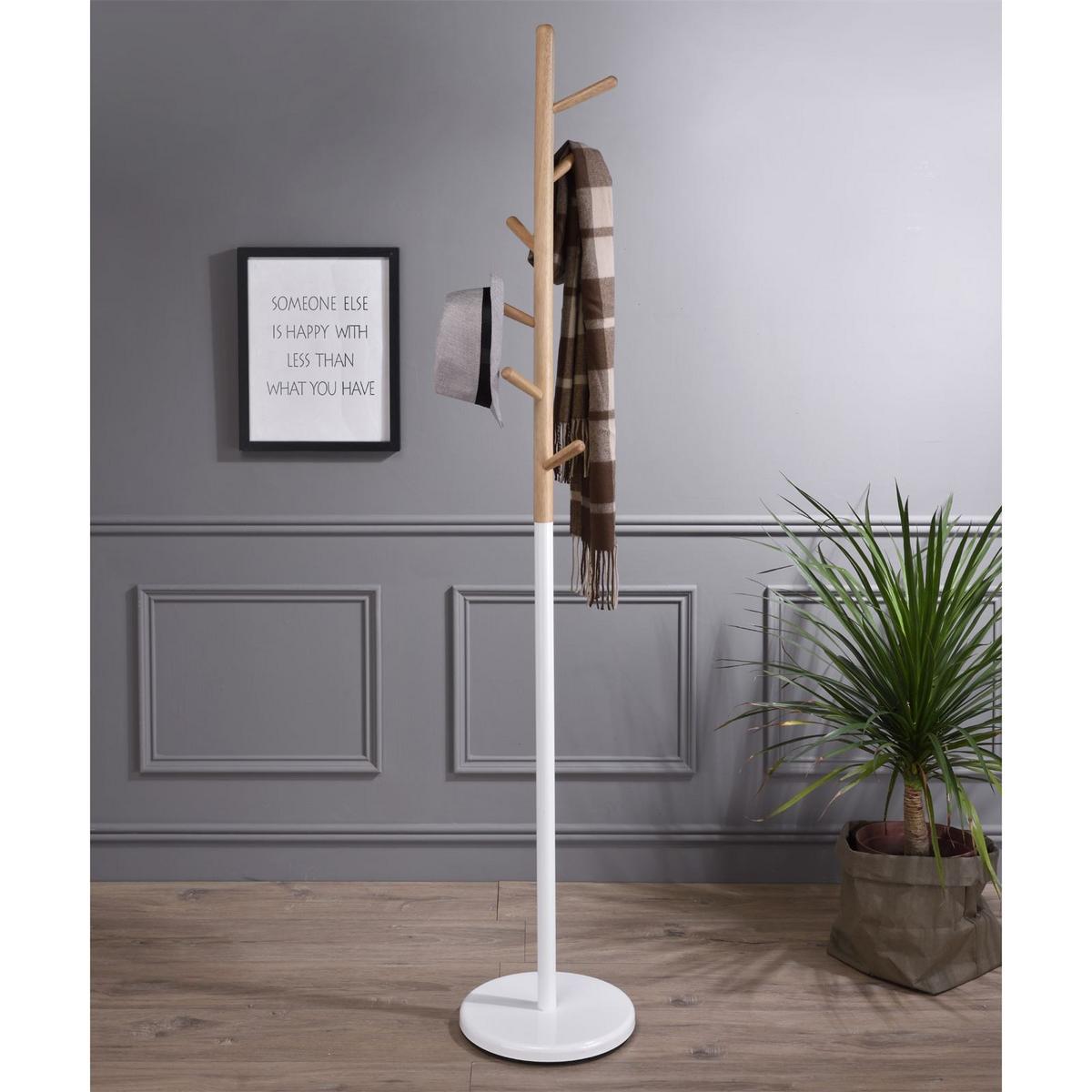 KLEIDERSTÄNDER ENRICO weiß/natur - Weiß/Naturfarben, Holz (28/171/28cm) - IDIMEX