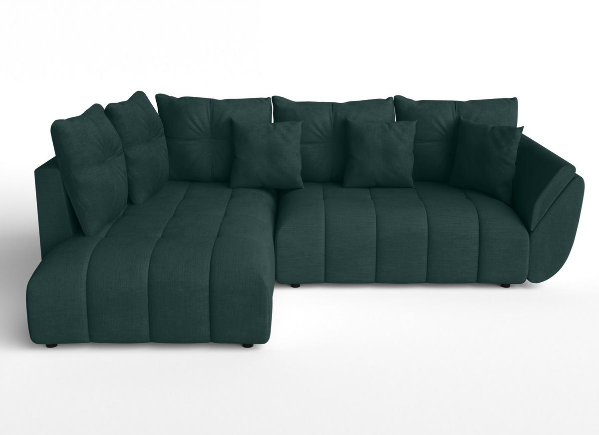 ECKSOFA L Form Corleone Grün 268/192/96 cm mit Schlaffunktion - Schwarz/Grün, Kunststoff/Textil (268/192cm) - AX Living