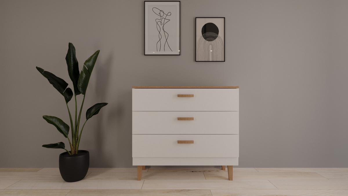 KOMMODE Denver Weiß 100/90/47 - Weiß, Holzwerkstoff (100/90/47cm) - RAUMHIRSCH FURNITURE