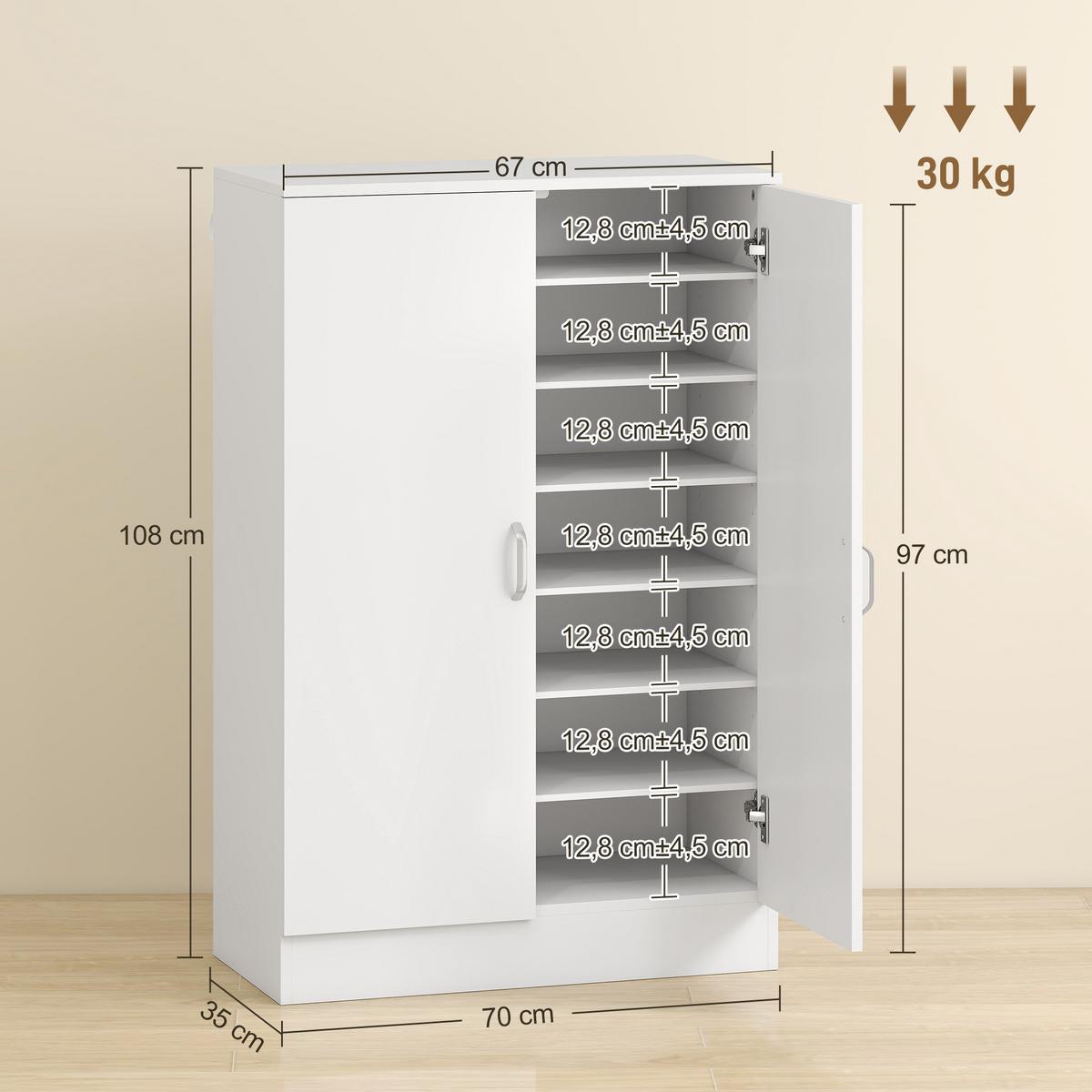 SCHUHSCHRANK Spanplatte Naturholz - Alufarben/Naturfarben, Holzwerkstoff/Metall (70/108/35cm) - HOMCOM