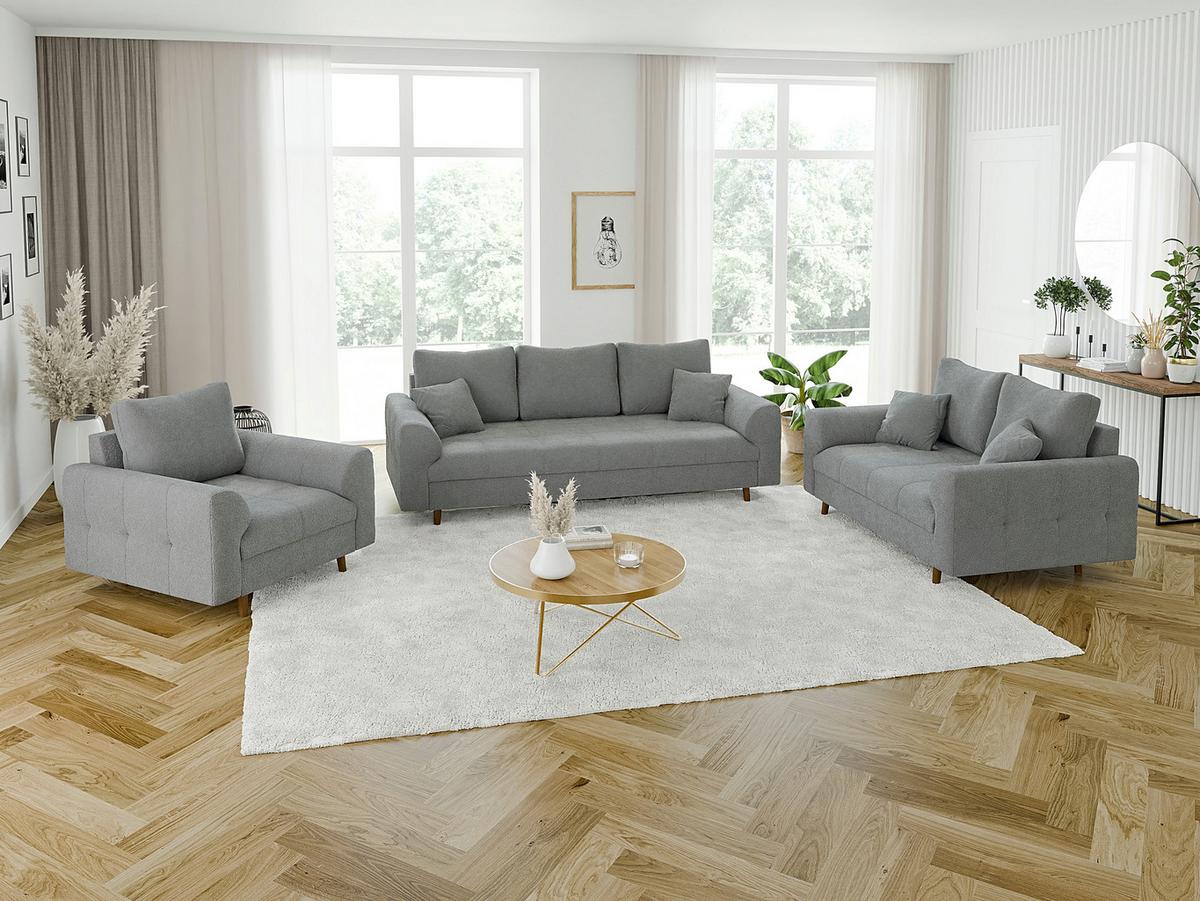 SESSEL Henrik Grau Boucle - Braun/Grau, Holz/Textil (97/81/93cm) - S-Style Möbel