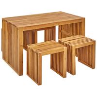 GARTENMÖBEL SET 4-Sitzer Akazienholz hellbraun 5-teilig Bellano - Hellbraun, Holz - Beliani