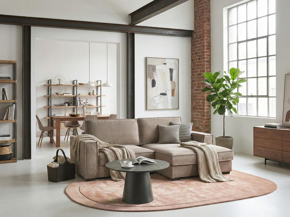 ECKSOFA Stoff Taupe linksseitig Kolding - Taupe/Beige, Textil (228/152cm) - Beliani