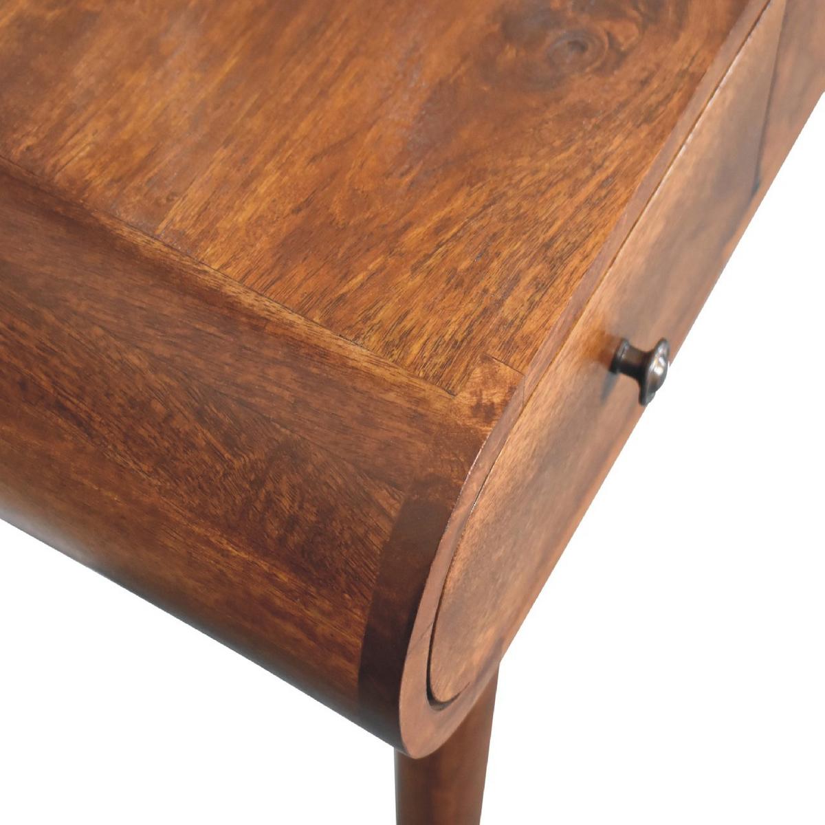 SPIEGELSCHMINKTISCH in Kastanienholz-Essenz mit 2 Schubladen, 4 Fächer, Braun - Messingfarben/Braun, Holz/Metall (100/80/40cm) - Artisan Furniture
