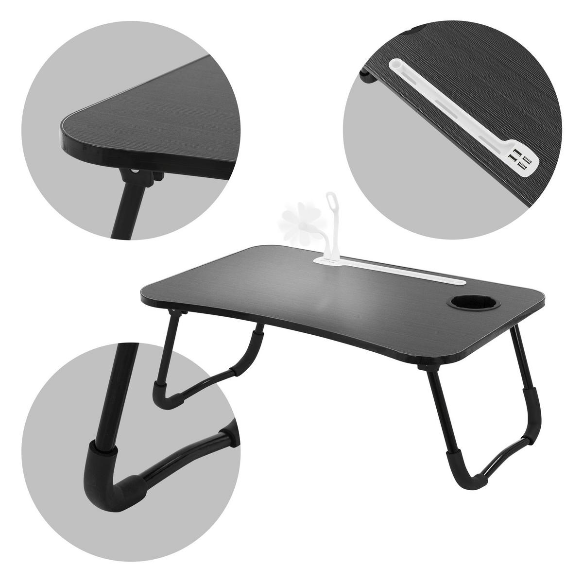LAPTOPTISCH Schwarz 60x40 cm klappbar - Schwarz, Holzwerkstoff (60/40/25cm) - ML-DESIGN