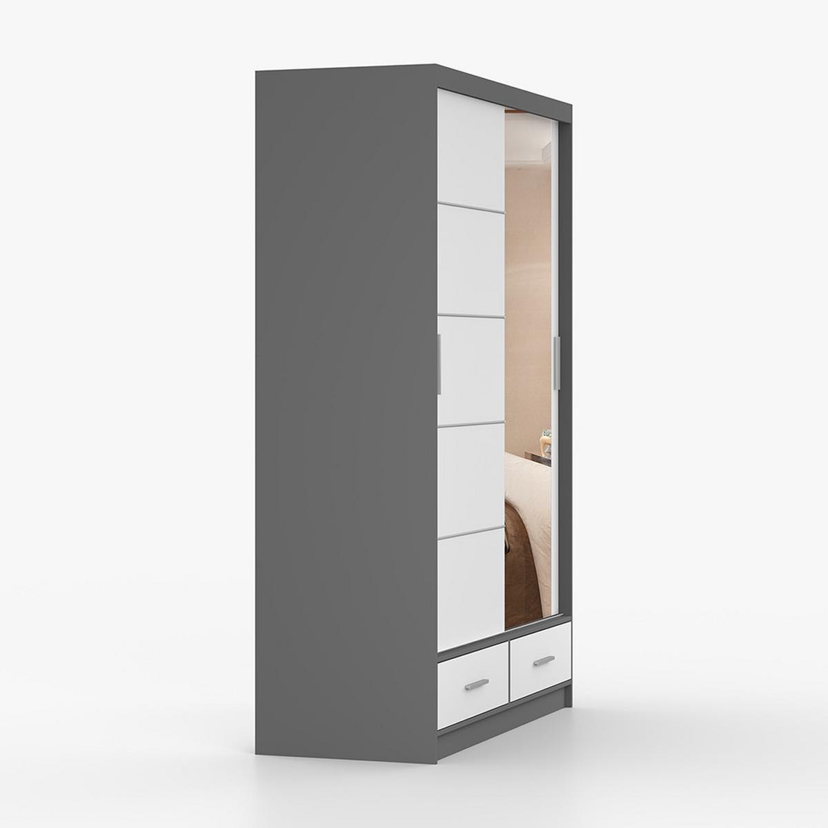 KLEIDERSCHRANK Florence 150 cm, 150/218/61, 2-türig, grau - Grau, Holzwerkstoff (150/218/61cm) - imoebel24