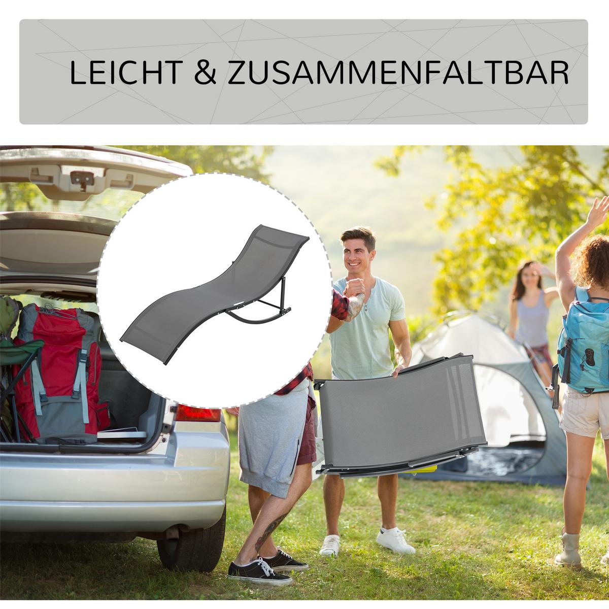 2ER Set Sonnenliege Gartenliege Stoffliege Relaxliege Alu Texteline Dunkelgrau - Dunkelgrau, Textil (61/63/165cm) - Outsunny