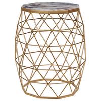 BEISTELLTISCH Marmor Optik weiß/gold Zehneck Halsey - Goldfarben, Holzwerkstoff (43/43/52cm) - Beliani