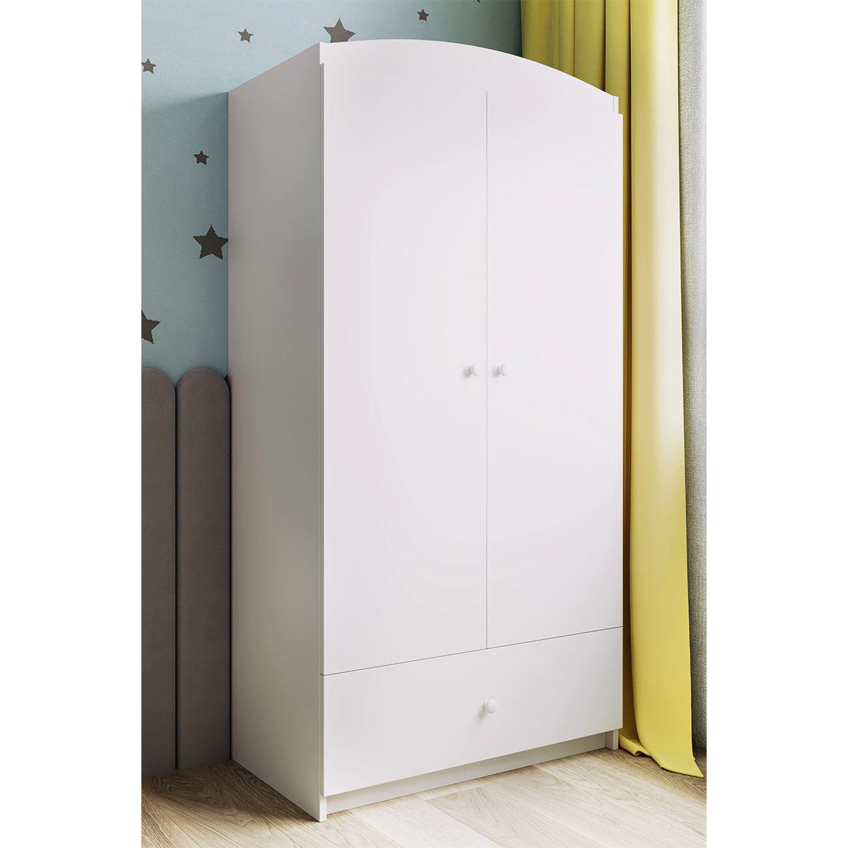 SCHRANK 2 Türen Weiß - Weiß, Holzwerkstoff (90/187/57cm) - Petits-meubles