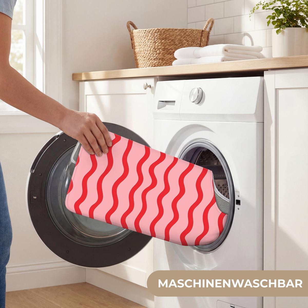 WC-VORLEGER Verspielt - Muster - Rot Toilettenvorleger 55x60 cm - Rosa, Textil (55/1cm) - OnlyWow