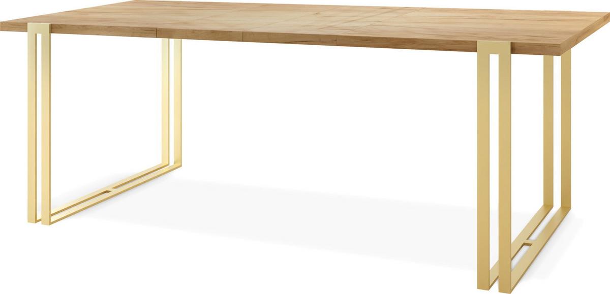 ESSTISCH Stella rechteckig ausziehbar, Craft Eiche 160-260/90/76 cm - Eiche Wotan/Goldfarben, Holzwerkstoff/Metall (90/260/76cm) - WFL GROUP