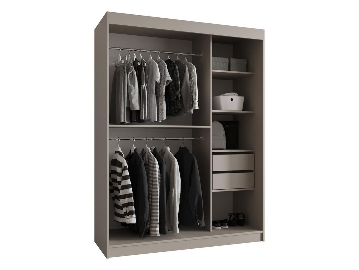 SCHWEBETÜRENSCHRANK Bahrajn 150 mit Schubladen - Kaschmir/Silberfarben, Holzwerkstoff/Kunststoff (150/200/62cm) - MIRJAN24