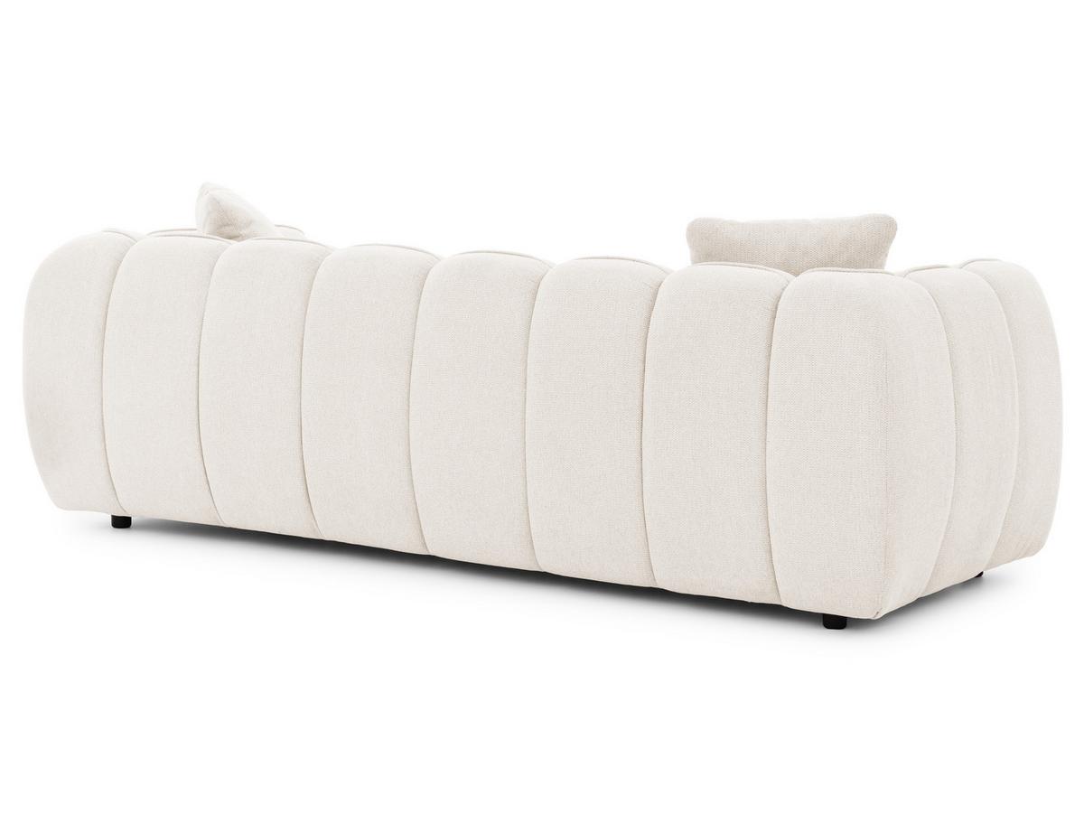 3-SITZER SOFA Nubira in tief gesteppter Bubble-Optik aus weichem Creme Strukturstoff im modernen Design - Creme/Schwarz, Holz/Kunststoff (228/69/89cm) - S-Style Möbel