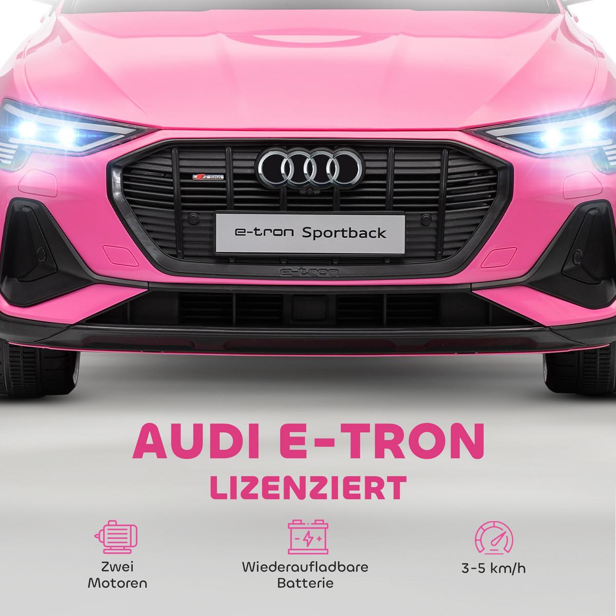 KINDER-ELEKTROAUTO 12V-Doppelmotor Hupe, Musik, LED-Scheinwerfer, Rücklichter ab 3 Jahre Rosa - Rosa, Metall (108/60/47cm) - HOMCOM