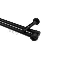 GARDINENSTANGE INNENLAUF Siteno Luino 260 cm (geteilt in 2 x 130 cm), 2-läufig, 20 mm Ø Schwarz - Schwarz, Metall (260cm) - INTERDECO