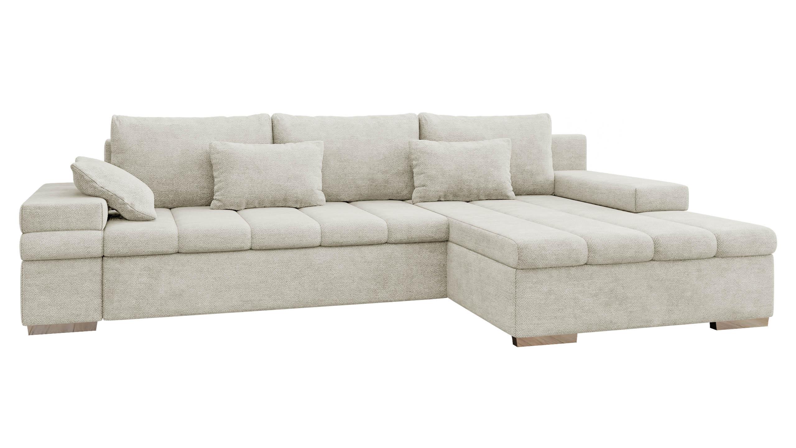 ECKSOFA Bangkok, Seite: Rechts - Silberfarben/Creme, Holz/Textil (310/175cm) - MIRJAN24