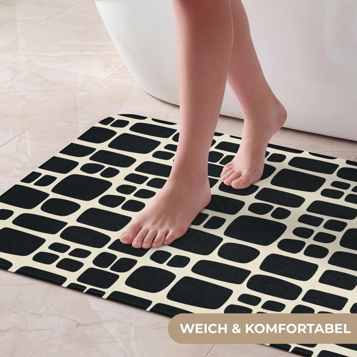 BADEMATTE Modern - Bio - Schwarz 80x50 cm - Anthrazit, Textil (80/50cm) - OnlyWow