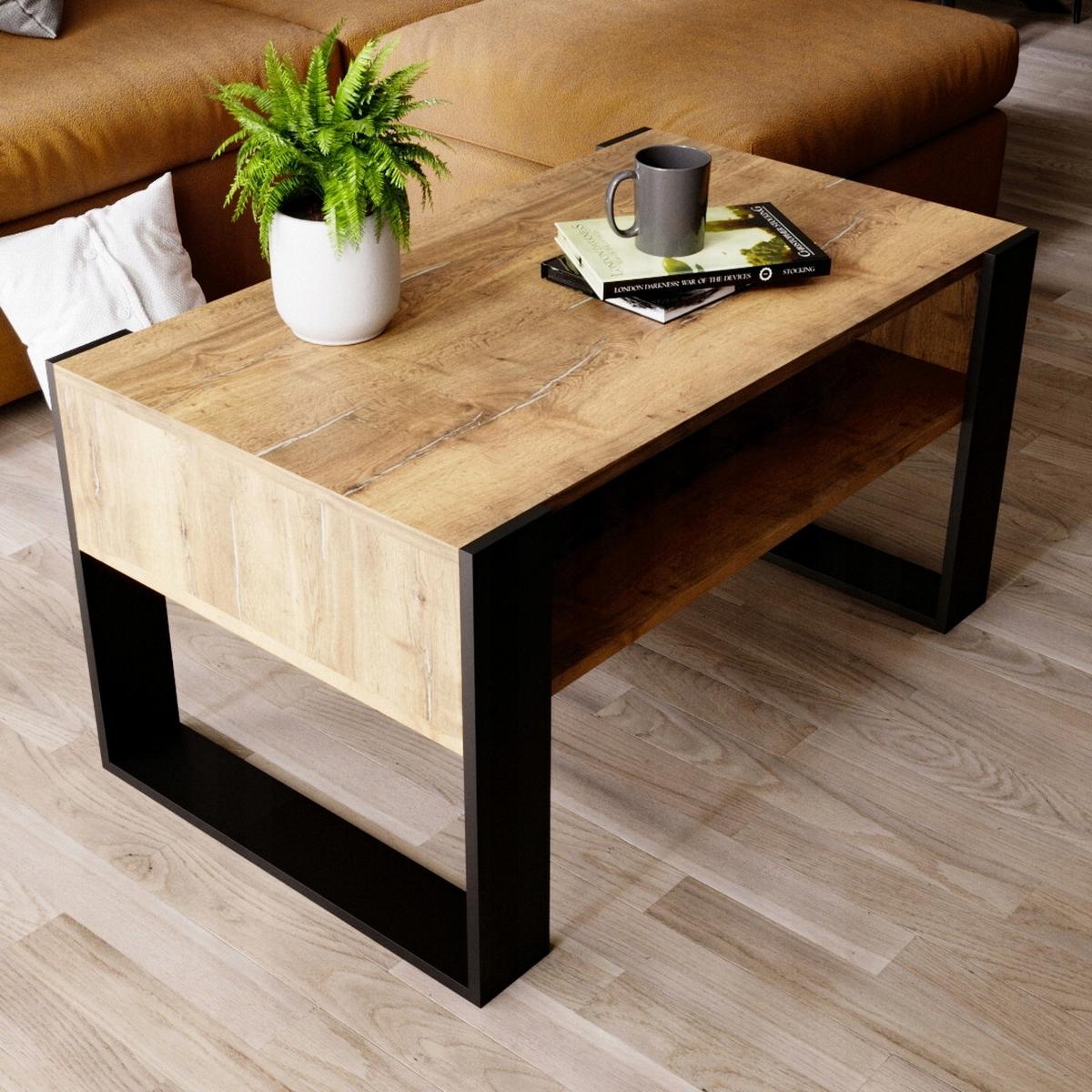 COUCHTISCH Karo92 92/45/53,6 - Nussbaumfarben/Schwarz, Holzwerkstoff (54/92/45cm) - RAUMHIRSCH FURNITURE