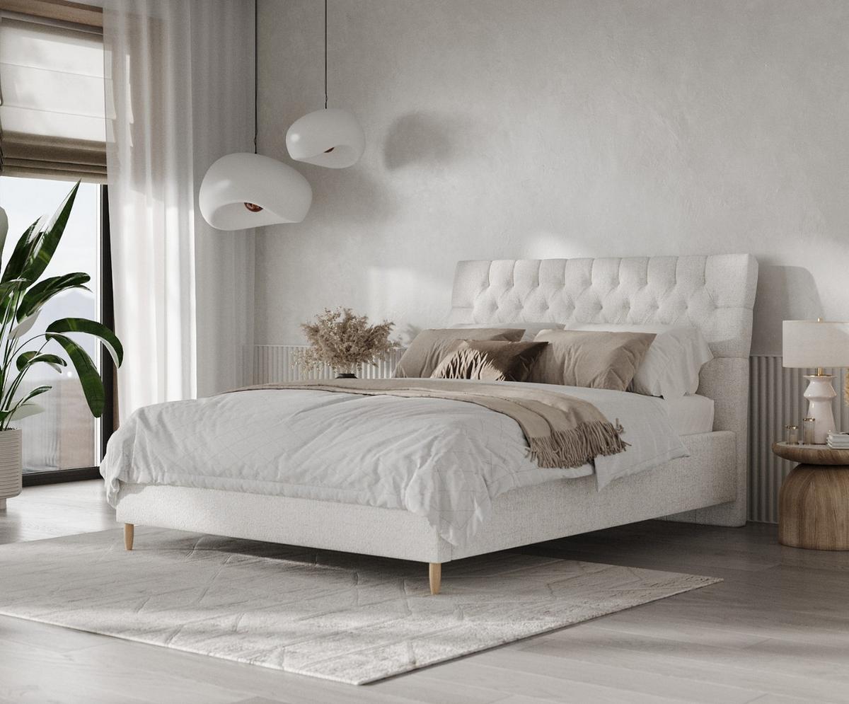 POLSTERBETT Lira 120/200 cm Creme im Neve Stoff - Creme/Naturfarben, Holz/Holzwerkstoff (120/200cm) - AltaBeds