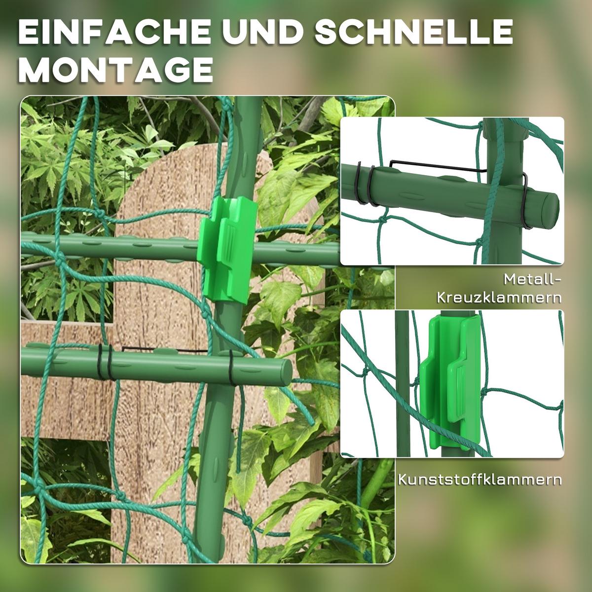 RANKHILFE für Kletterpflanzen, Verstellbares Spalier, für Garten, Balkon, Stahl, Grün - Grün, Metall (144/206/167cm) - Outsunny