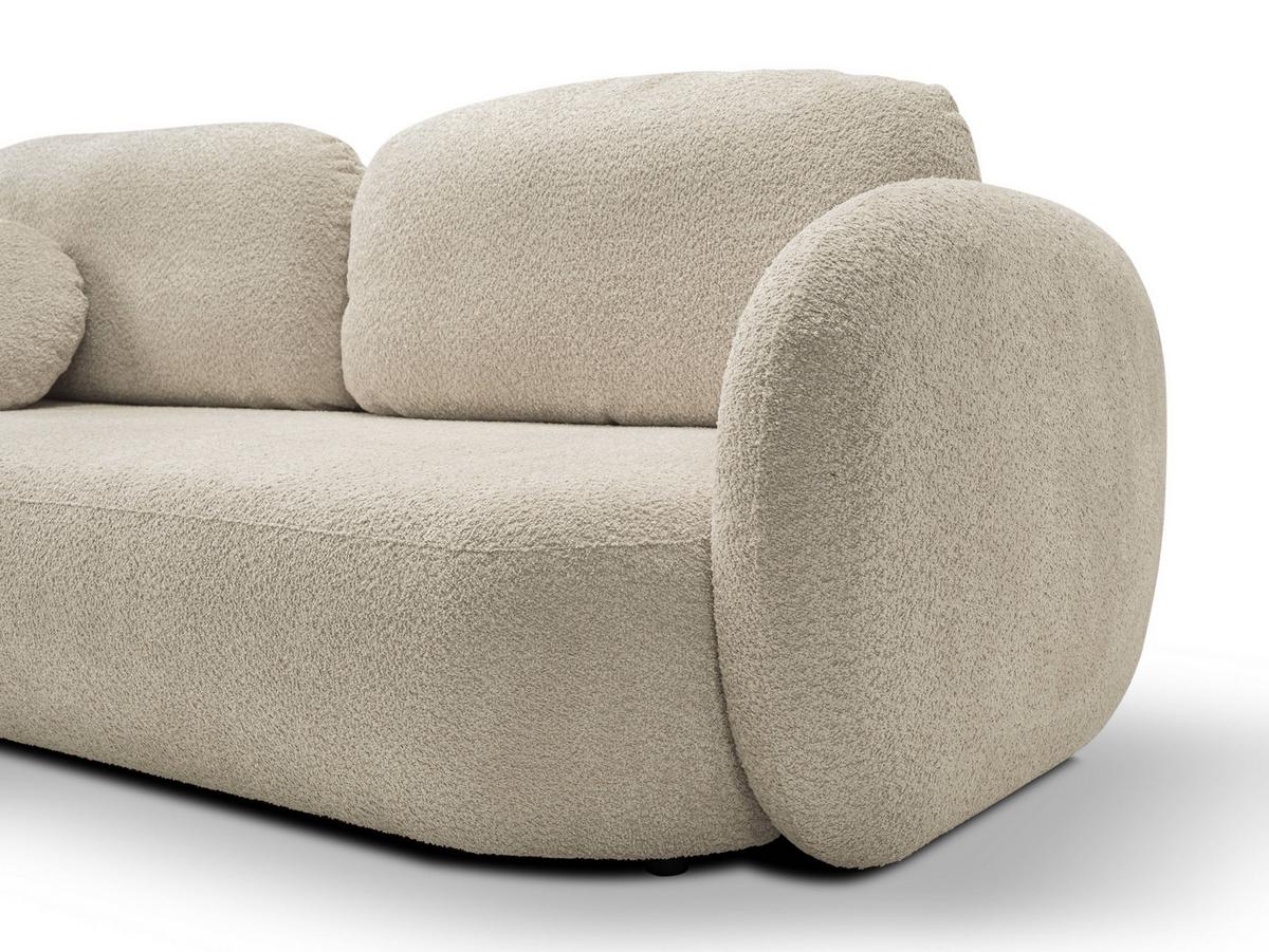BETTSOFA AMICO Beige Bucle-Stoff mit Schlaffunktion - Beige, Holz (238/86.5/101cm) - MASSENO