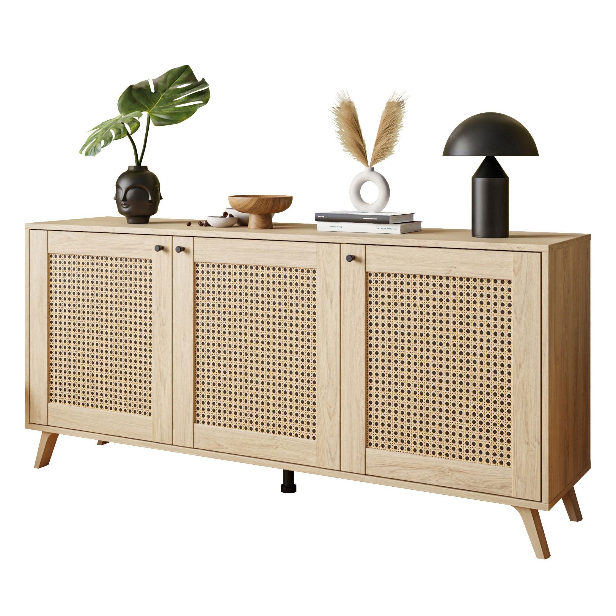 KOMMODE VIENNA 3D mit Wiener Geflechtimitation / Puccini Eiche - Eichefarben, Holzwerkstoff (154/72/40cm) - Lookway