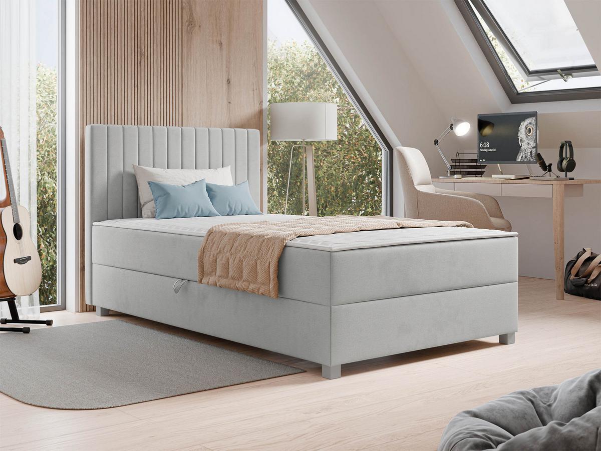 BOXBETT Viki - H3 - Silberfarben/Hellgrau, Holzwerkstoff/Kunststoff (120/200cm) - MIRJAN24