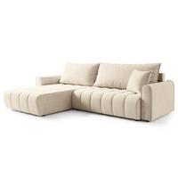 ECKSOFA FRIGA Creme Strukturstoff mit Schlaffunktion - Creme, Holz (283/185cm) - MASSENO