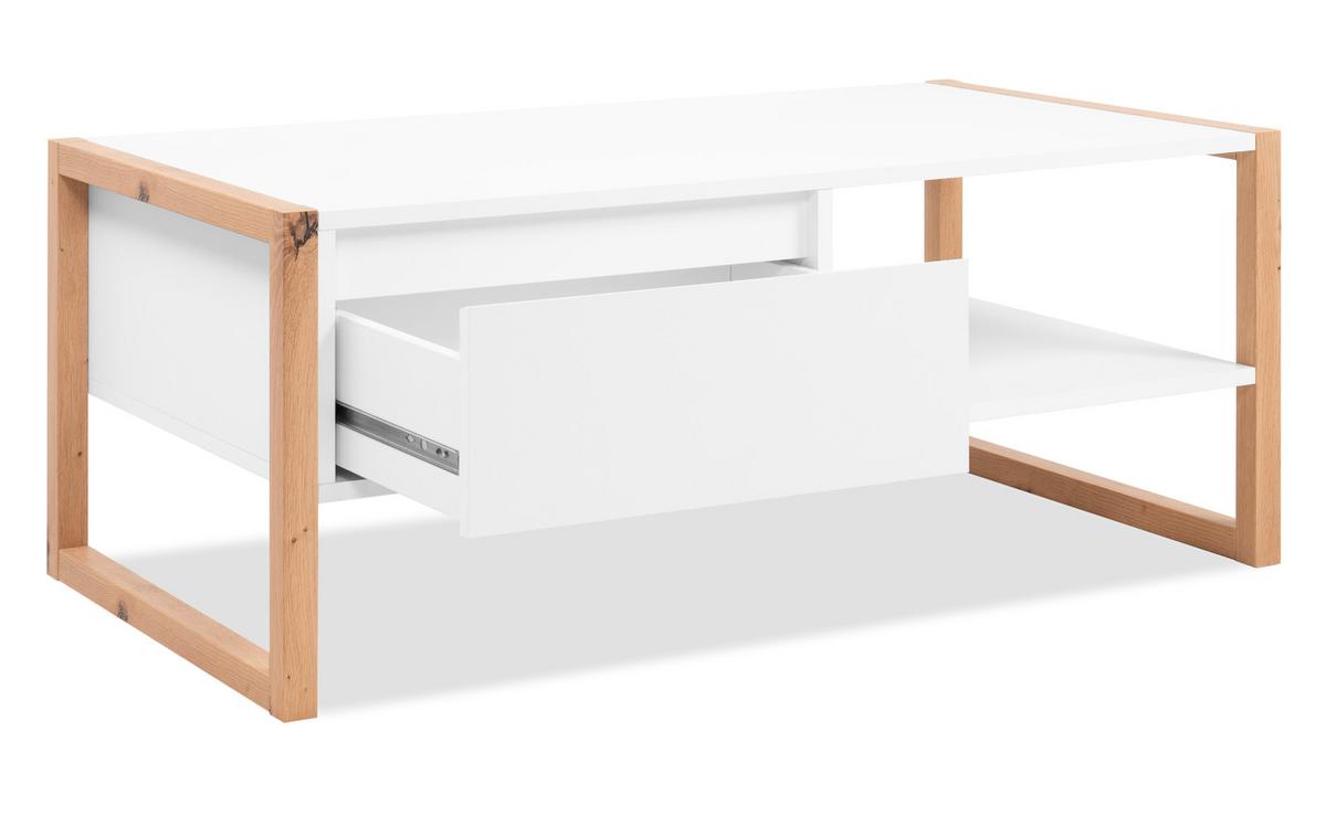 COUCHTISCH weiß, Eiche Artisan 100 cm, Wohnzimmertisch mit Stauraum - Weiß/Eiche Artisan, Holzwerkstoff (55/100/40cm) - Furn.Design