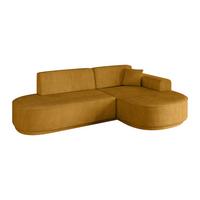 ECKSOFA Ottomane Rechts MARI-L1-v3 - 243x171x83 cm Senfgelb Cord - Gelb/Schwarz, Holzwerkstoff/Kunststoff (171/243cm) - ALTDECOR